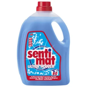 Rösch Sentimat Ultra Power 4 л – течен перилен препарат за бяло и цветно пране. Ефективен от 30° до 95°C, 80 пранета. Немско качество и свеж аромат.