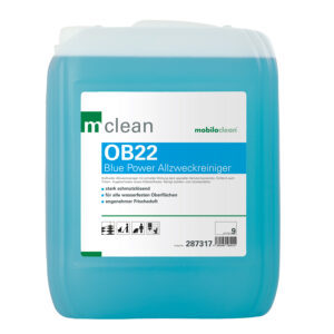 mclean OB22 Blue Power 10 L е професионален немски универсален почистващ препарат за всички водоустойчиви повърхности. Подходящ за подове, плотове, врати, PVC, плочки и други устойчиви повърхности. Почиства мазнини, следи от обувки, мастило, химикал, лепило и остатъци от етикети. Икономичен концентрат с приятен свеж аромат.